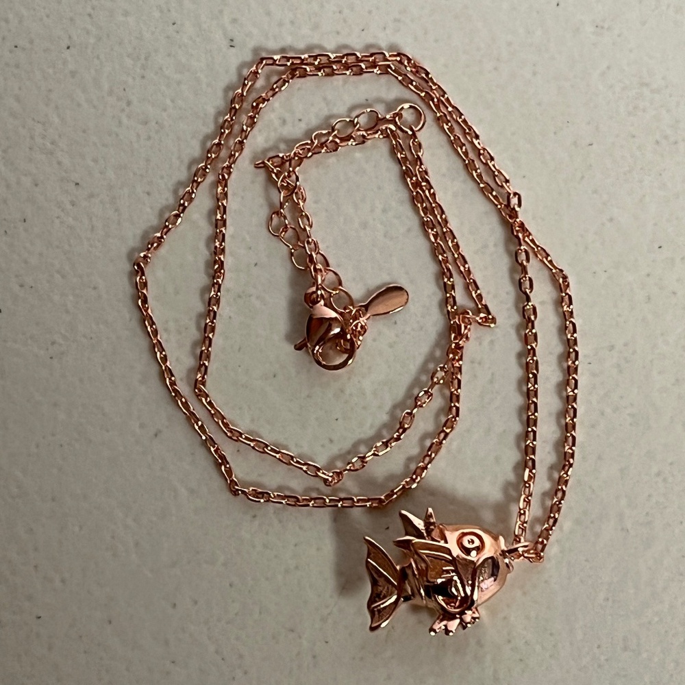 Magikarp Pokemon Rose Tone Charm Pendant Necklace Link Chain